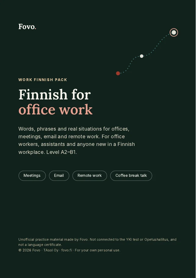 Cover of the Fovo Finnish for office work pack