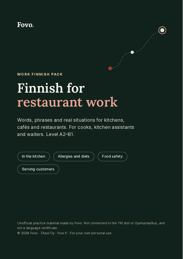Cover of the Fovo Finnish for restaurant & kitchen pack