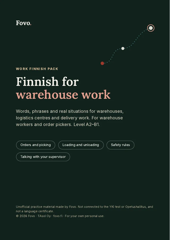 Cover of the Fovo Finnish for warehouse & logistics pack